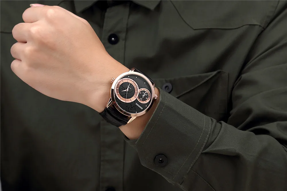 Часы CRRJU Мужские кварцевые в стиле милитари роскошные Брендовые спортивные