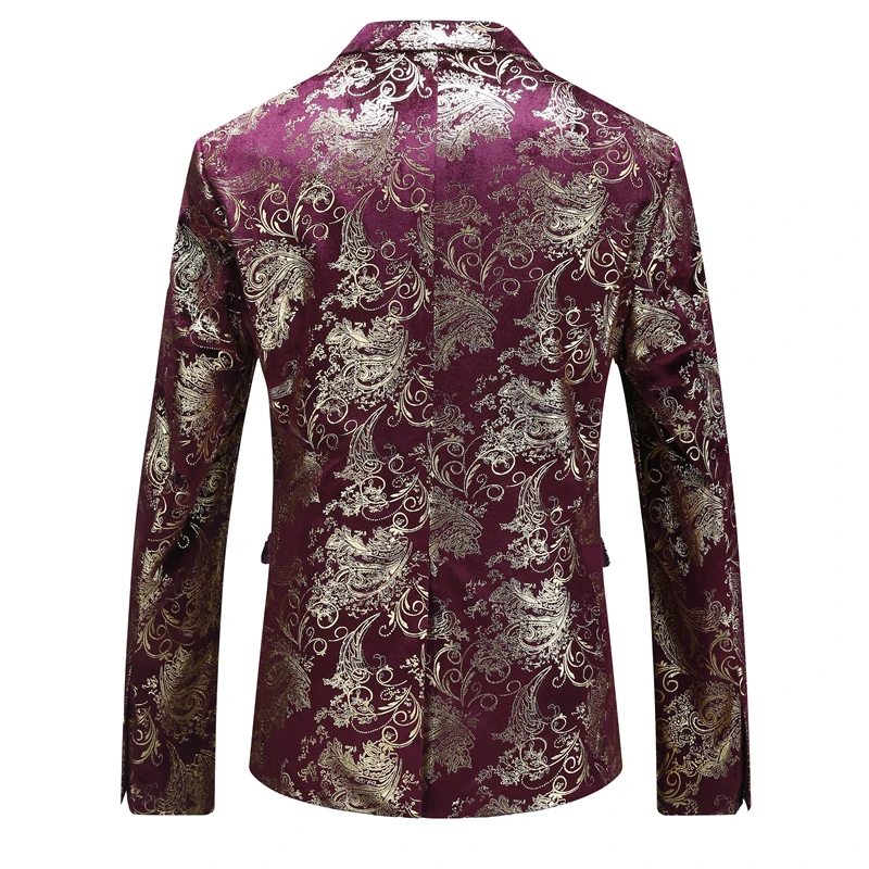 

Loldeal Mens Velvet Blazers Red Blue Gold Blazer For Men 5XL Wedding Prom Party Suit Jacket Floral Blazer Swallowtail dress