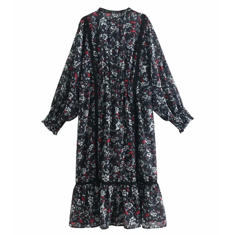 2019 женское винтажное кружевное Повседневное платье с цветочным принтом шикарное