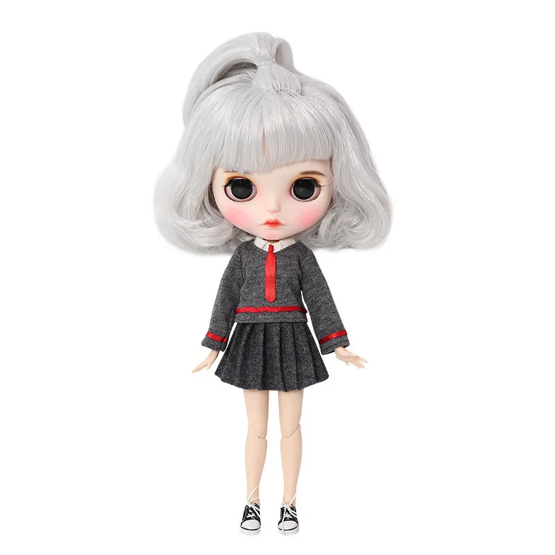 Ледяной DBS Blyth кукольные нет. BL1003 седые волосы резные губ матовая лицевая сторона