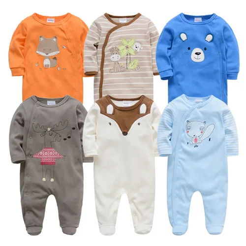 434540864481 Kavkas/6 шт., детские комбинезоны из 3 предметов, летняя одежда с длинными рукавами для малышей, хлопковый комбинезон с рисунком для новорожденных 0-12 месяцев, roupa de bebe - Цвет: 434540864481
