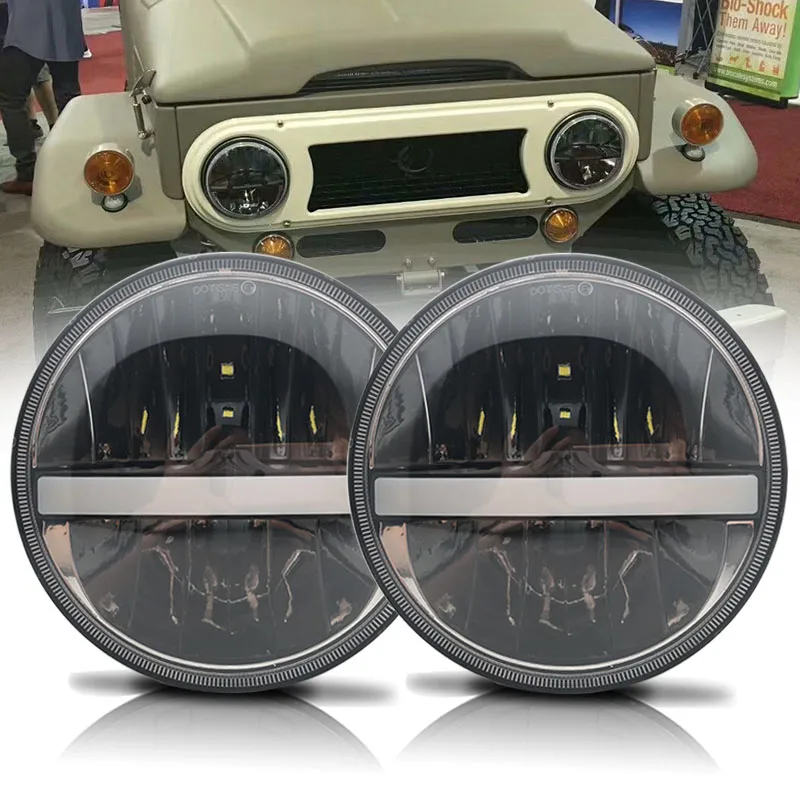 Пара 7 дюймовый светодиодный фары с янтарем поворотник для lada niva 4x4 suzuki samurai " H4 Hi/короче спереди и длиннее сзади)/луч фары для ваз 2101