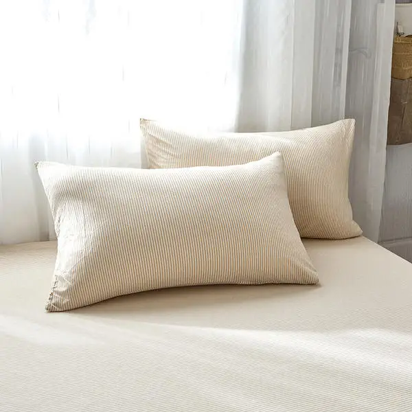 Cotton Fitted Sheet Mattress Cover Four Corners with Elastic Band Bed Sheet Pillowcase Bed Linen Queen King Full Twin Size