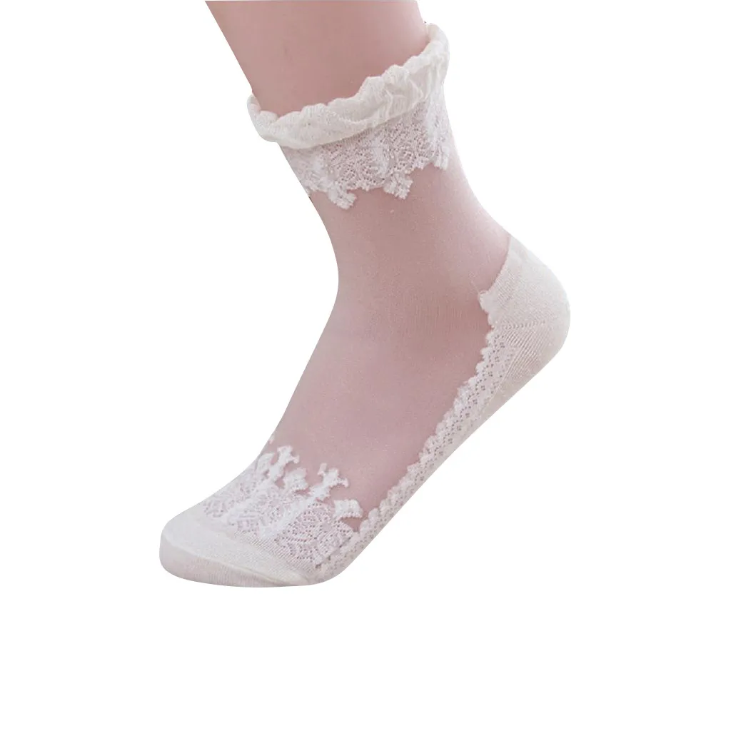 Womail модные однотонные элегантные женские кружевные прозрачные чулки M301214 1