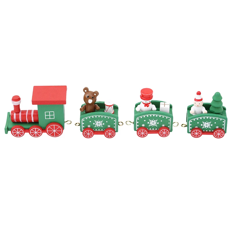 

4pcs/set Christmas Train With Santa/Bear Wooden Xmas Train Toys For Kids Gift Christmas Ornaments Christmas Tree Home Decoration