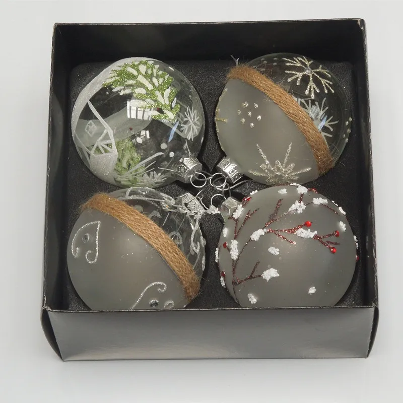 

4pcs/pack Diameter=8cm Beautiful Handmade Glass Ball Christmas Day Decoration Hanging Globe Festival Friend Gift