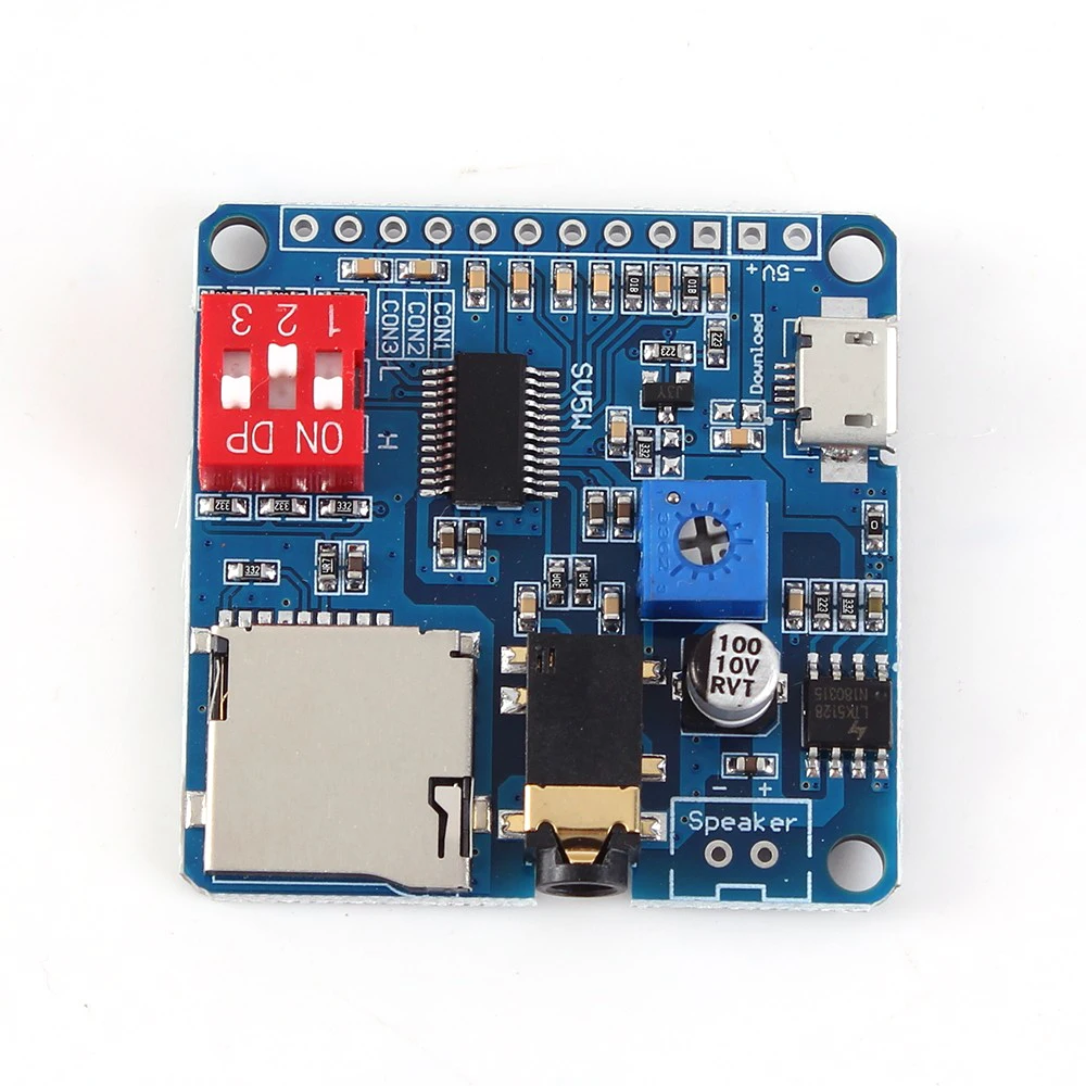 Для Arduino 5 Вт модуль усилителя воспроизведения голоса MP3 музыкальный плеер SD/TF карта интегрированная UART I/O триггер Класс D