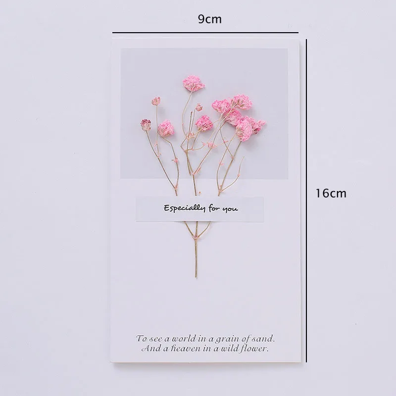 pink Gypsophila 1 компл. Природа сушеные цветы складные пустые карты Гипсофилы спасибо подарок открытка Канцелярские конверт - Цвет: pink Gypsophila