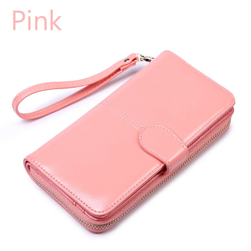 Pink ZMQN Femlae кошелек для женщин Винтажный Длинный кошелек из искусственной кожи сумка с зажимом для денег дизайнерские кошельки Carteira Feminina Новинка C402 - Цвет: Pink