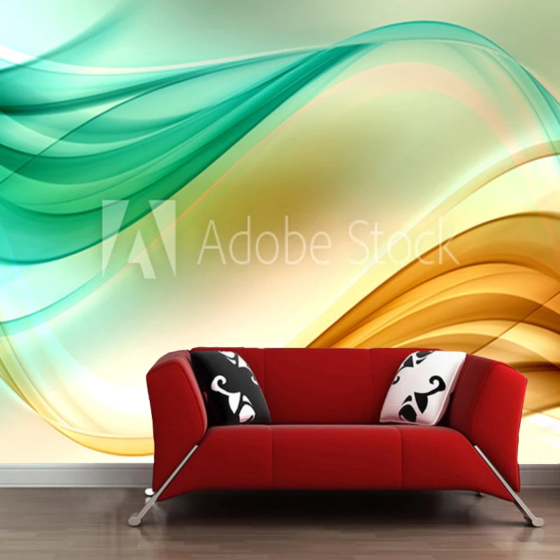 Абстрактные обои дизайн с золотыми зелеными линиями фрески для гостиной спальни