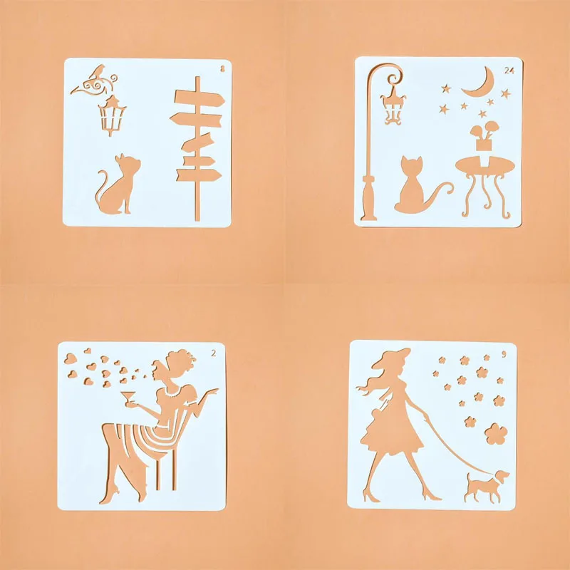 4 шт. пули журнал шаблоны для рисования спрей Шаблон трафарет DIY скрапбукинга