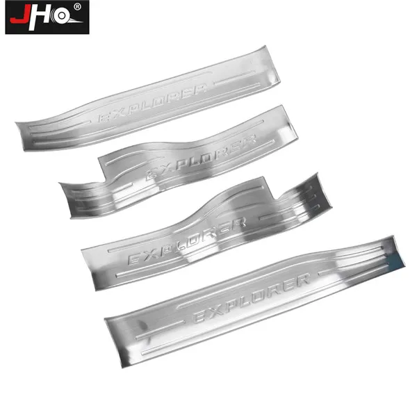 JHO стальная Накладка на порог для Ford Explorer 2011- 18 13 14 15 16 17 шаг потертости царапин защитная крышка автомобильные аксессуары - Название цвета: Silver for Inner