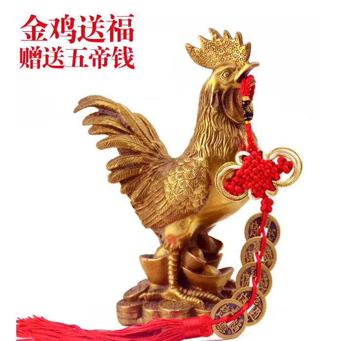 Медные украшения ремесла с Золотой Петух Курица анти вырезать персик медь петух