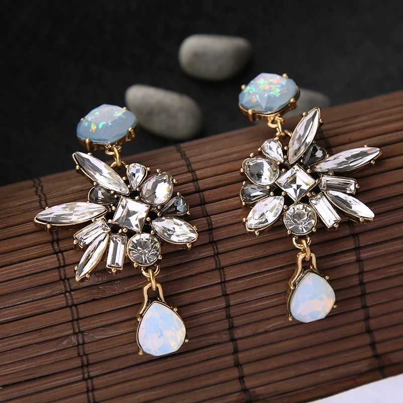 Уникальный Дизайн белый кристалл падение Для женщин Серьги Роскошные