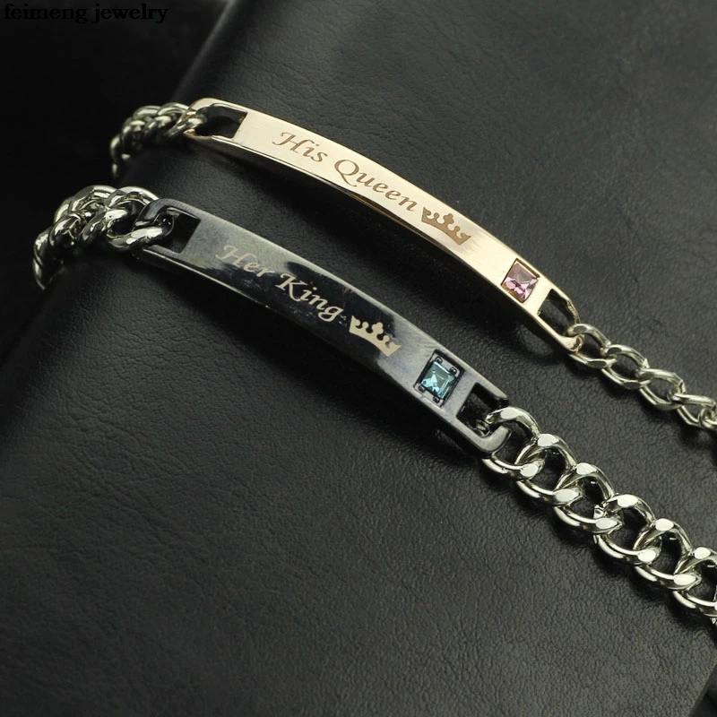 Браслет мужской из нержавеющей стали с надписью his queen и her king|gift for her|gifts loversbracelet