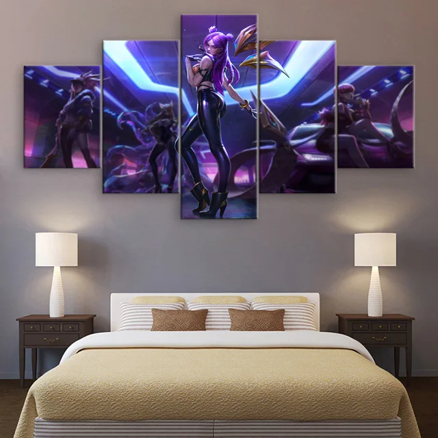 Современная Картина на холсте 5 шт. League of Legends KDA KaiSa холст напечатанный стену