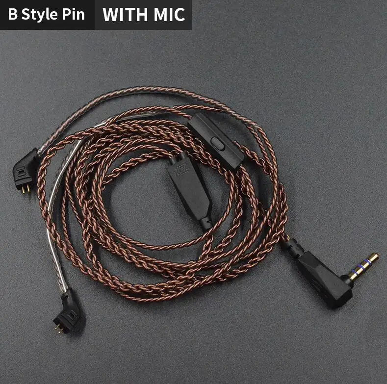 KZ ZS10 ZST ZS3 кабель высокой чистоты бескислородной меди витой кабель обновления KZ 2pin кабель для KZ Z10 ZST ZSN CCA C10 V80 - Цвет: B style with mic