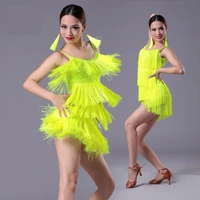 latin dance dress modern ballroom sexy fringe girl costume tassel fringe salsa tango dance wear performance dresses for dancing