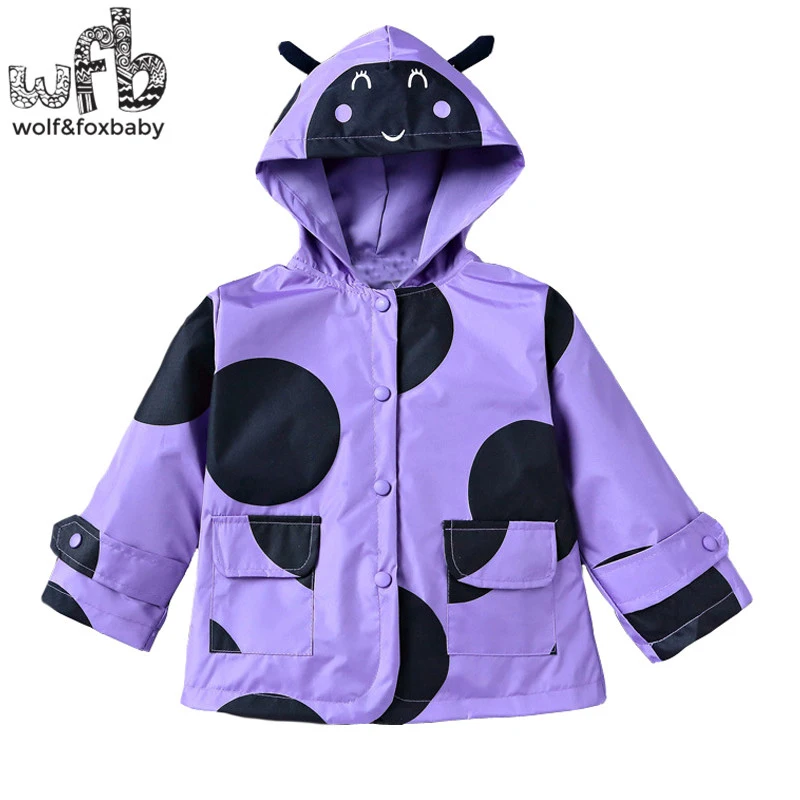 

Retail 2-6 years coat full-sleeves cartoon Beetle Windproof rainproof raincoat kids children spring autumn fall
