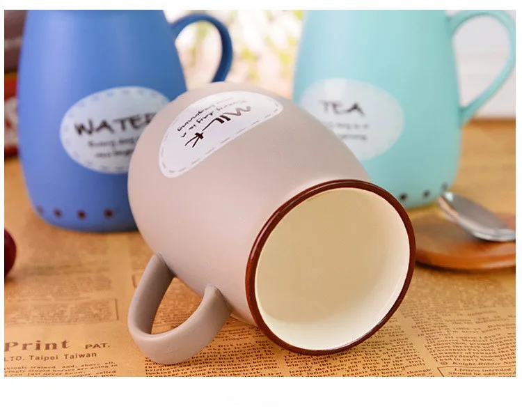 1 шт. керамическая кружка в стиле ретро с бамбуковой крышкой и ложкой Мультяшные