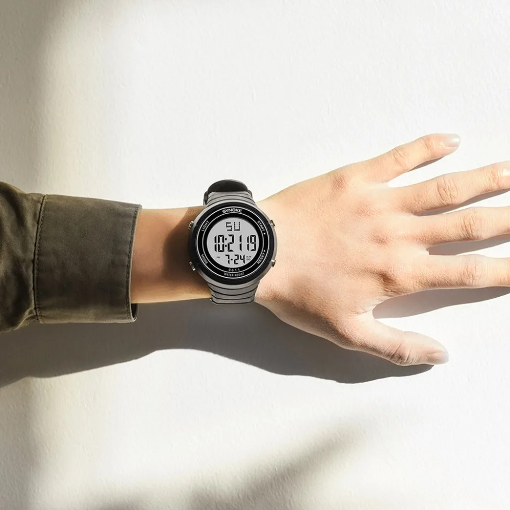 Erkek Saat роскошные мужские спортивные часы водонепроницаемые светодиодные