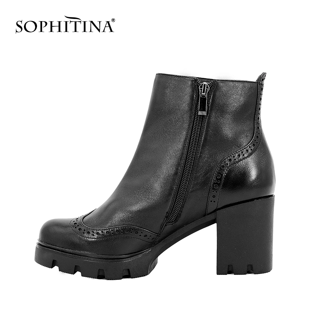 SOPHITINA/Ботинки женские на осень из натуральной кожи черного цвета. Подкладка