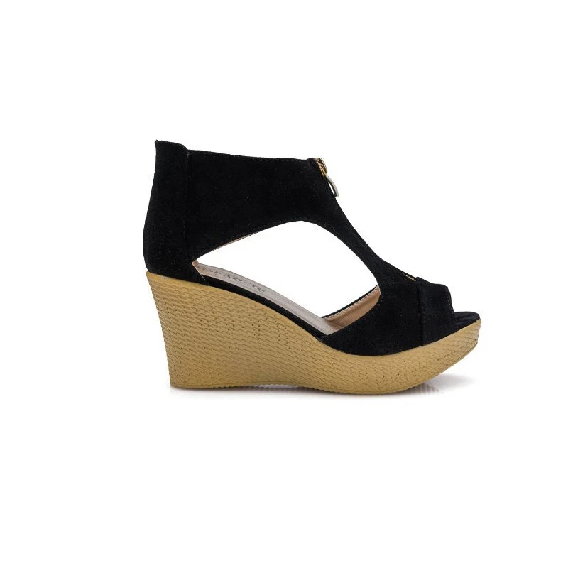 Женские босоножки на танкетке XEK винтажные высоком каблуке молнии модель WFQ87 2018 |