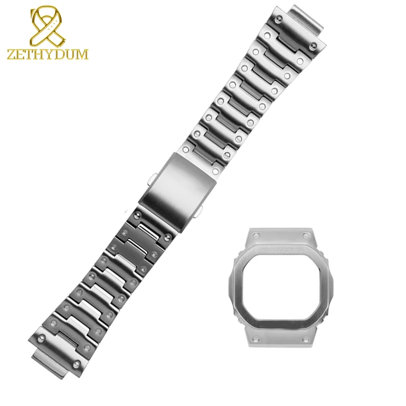 Ремешок из нержавеющей стали для casio GW-M5610 DW5600 GW-5000 DW-5030 G-5600 ремешок для наручных часов и рамка чехол прочный металлический браслет