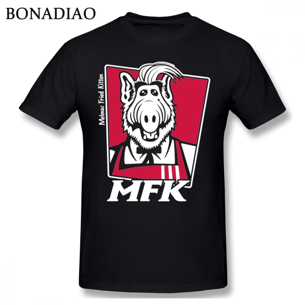 Забавная футболка Melmac Fried Kitten Alf, Harajuku, унисекс, футболка с графическим принтом, хлопок, футболка размера плюс
