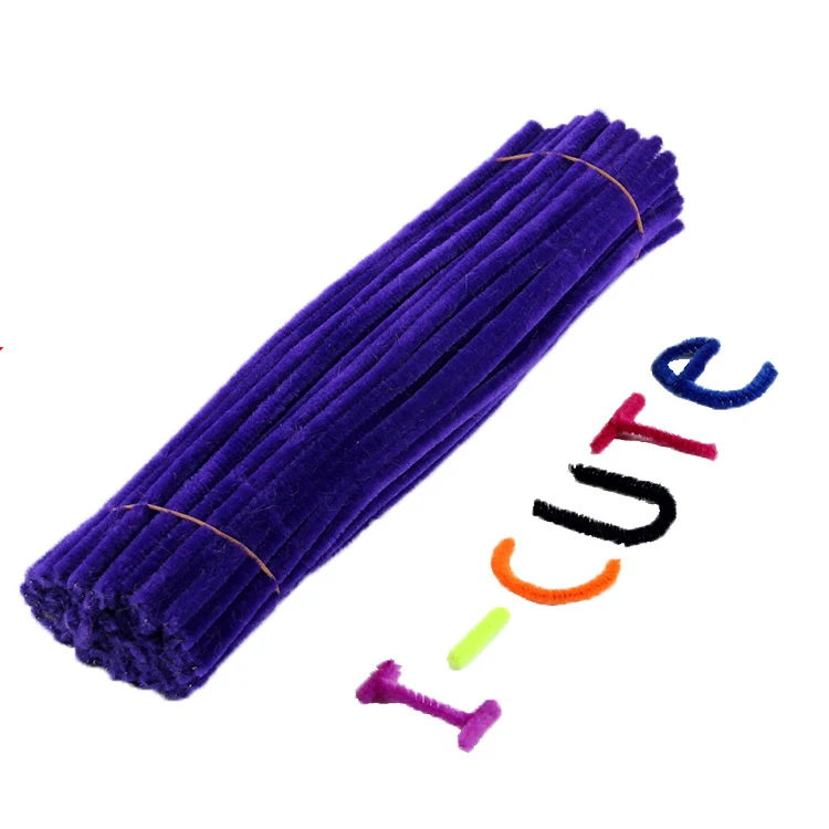 Navy blue 100 шт шенилловые Стебли трубы креативные плюшевые палочки детские развивающие игрушки ручной работы художественные DIY материалы для рукоделия развивающие игрушки - Цвет: Navy blue