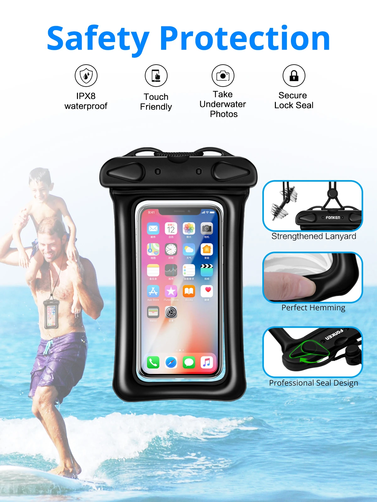 GUUGEI Waterproof Case For Phone 2Pcs Airbag Float Bag Swimming Diving Phone Coque Pouch Water Proof Phone Case Underwater Cover