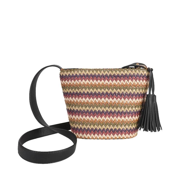 Пляжная Соломенная Сумочка с кисточками для женщин праздничная богемная модная