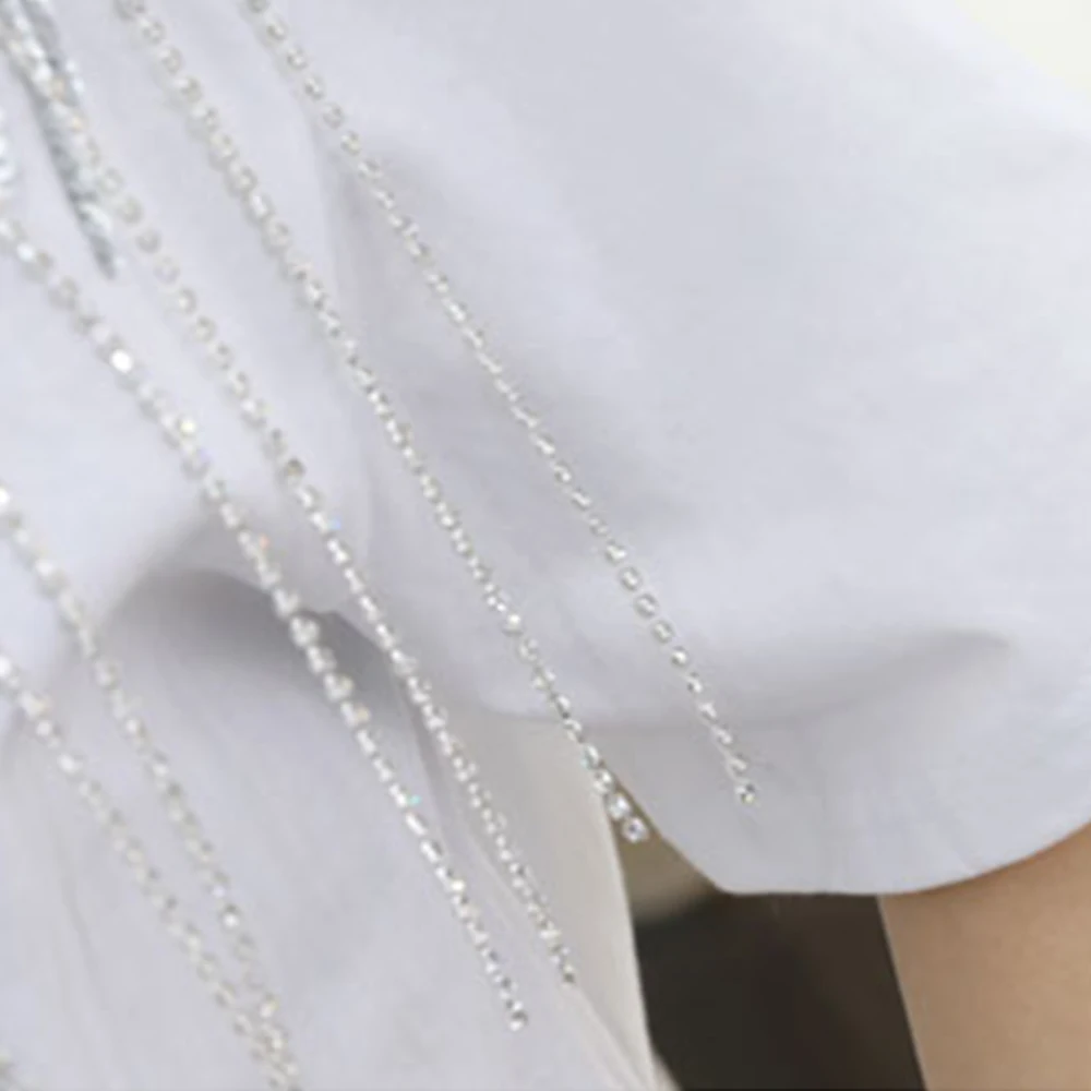 Женская футболка с кисточками FTGSDLONG повседневная Однотонная круглым вырезом и