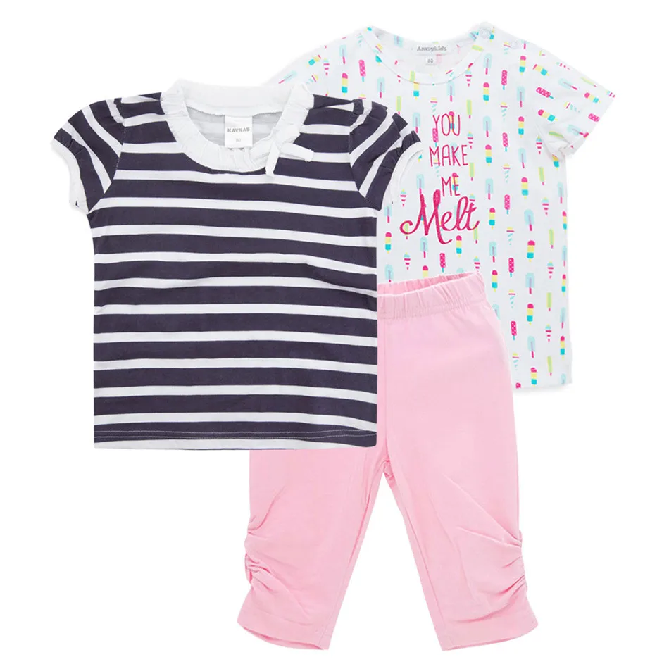 Комплект одежды для новорожденных девочек модная футболка в полоску с принтом
