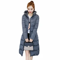 2018 autumn and winter new fashion womens solid color hooded long cotton suit slim womens cotton coat