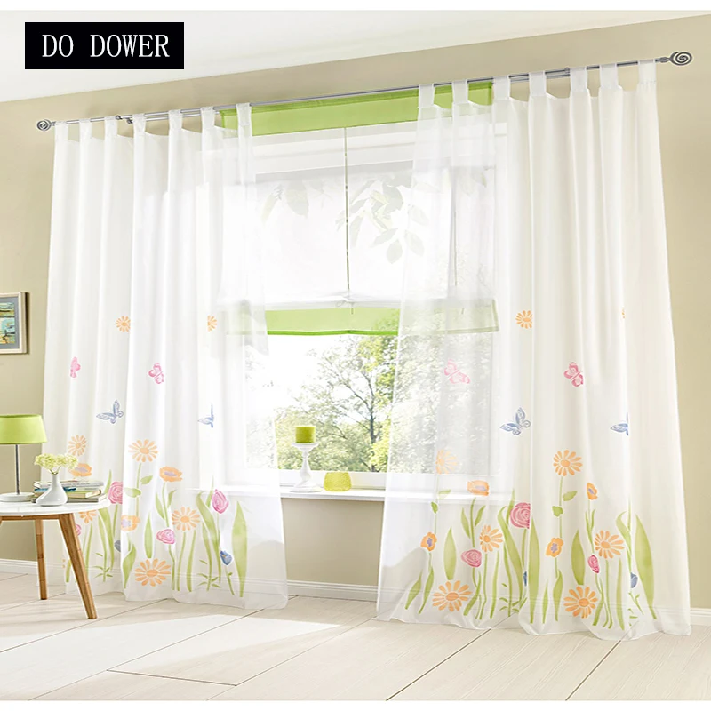 1 Панель Пастырское вышитые Sheer Шторы Тюль слепые Cortinas для Гостиная Спальня дома
