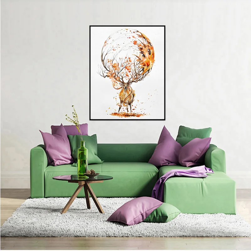Moose Nordic mythology hand-painted watercolor modern european-style home | Дом и сад