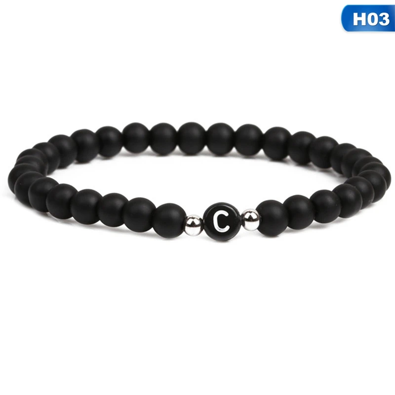 Матовые браслеты с буквами из 26 бусин для женщин и мужчин модные украшения