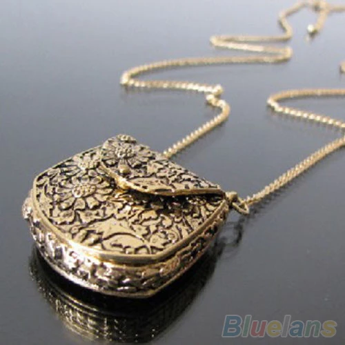 Винтажное ожерелье уникальная форма сумки резные бронзовые медальоны цепочка