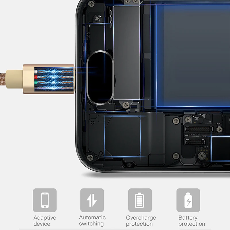 ! ACCEZZ 3 в 1 USB кабель 2A зарядный Micro usb type C освещение для iPhone XR XS MAX зарядное