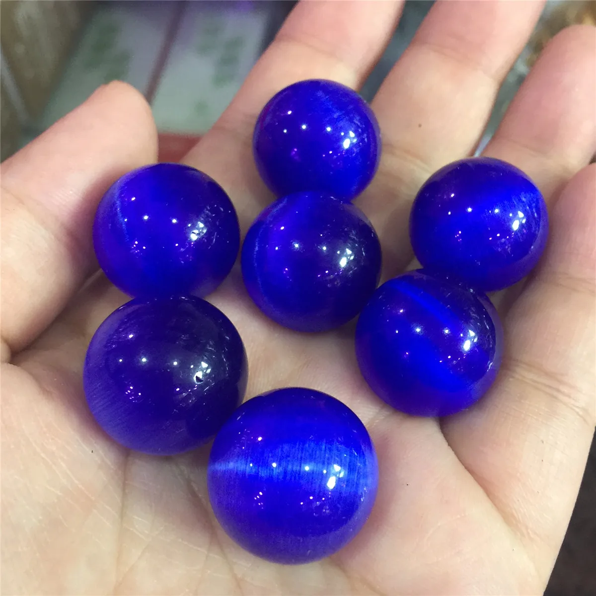 6 шт. бесплатные подарки из натурального камня синий хрустальный шар кошачий глаз