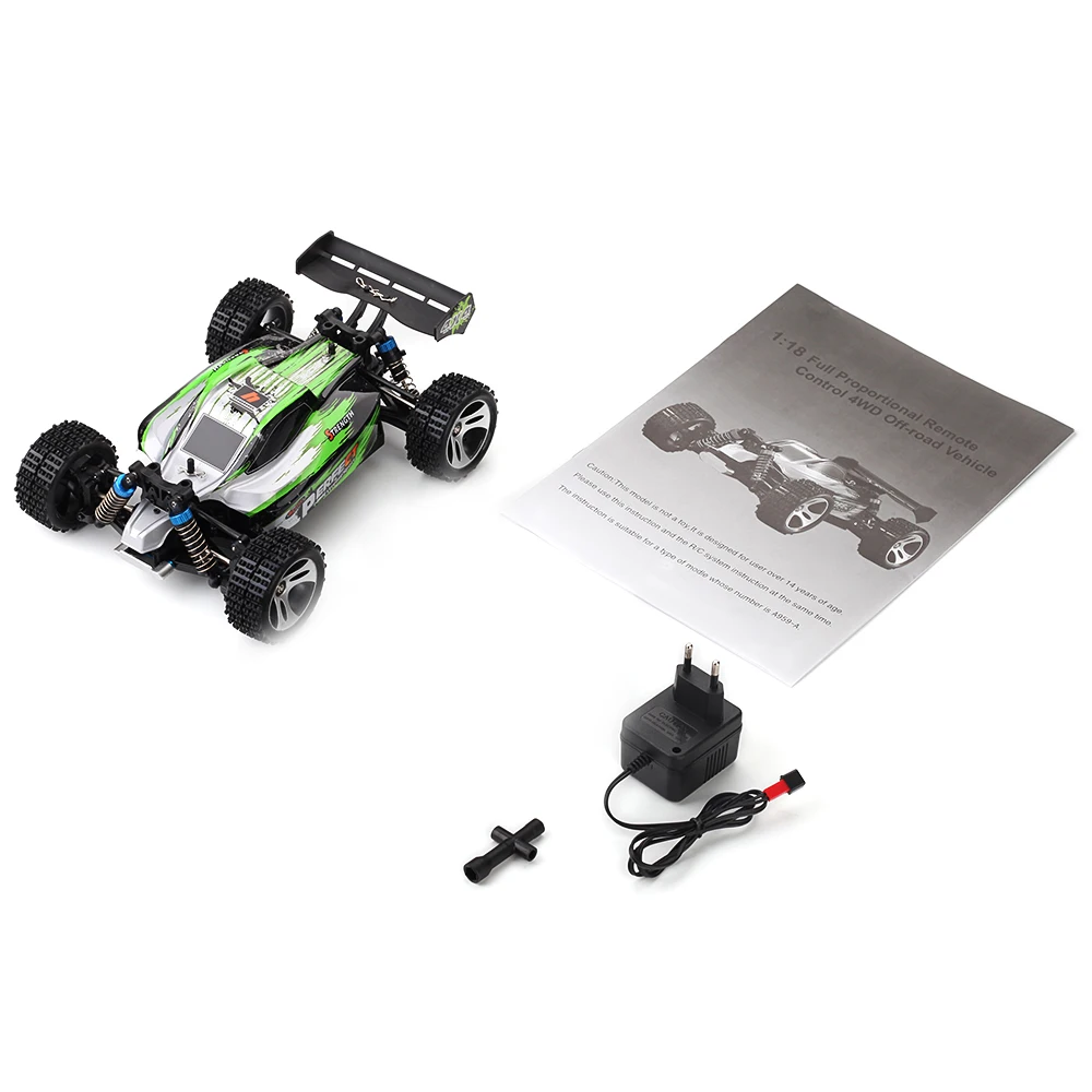 New WLtoys A959 - A 1:18 4WD RC Off-road Car RTR 35km/h 2.4GHz 2CH Splashproof with All Terrain Tires Shock Absorbers | Игрушки и хобби
