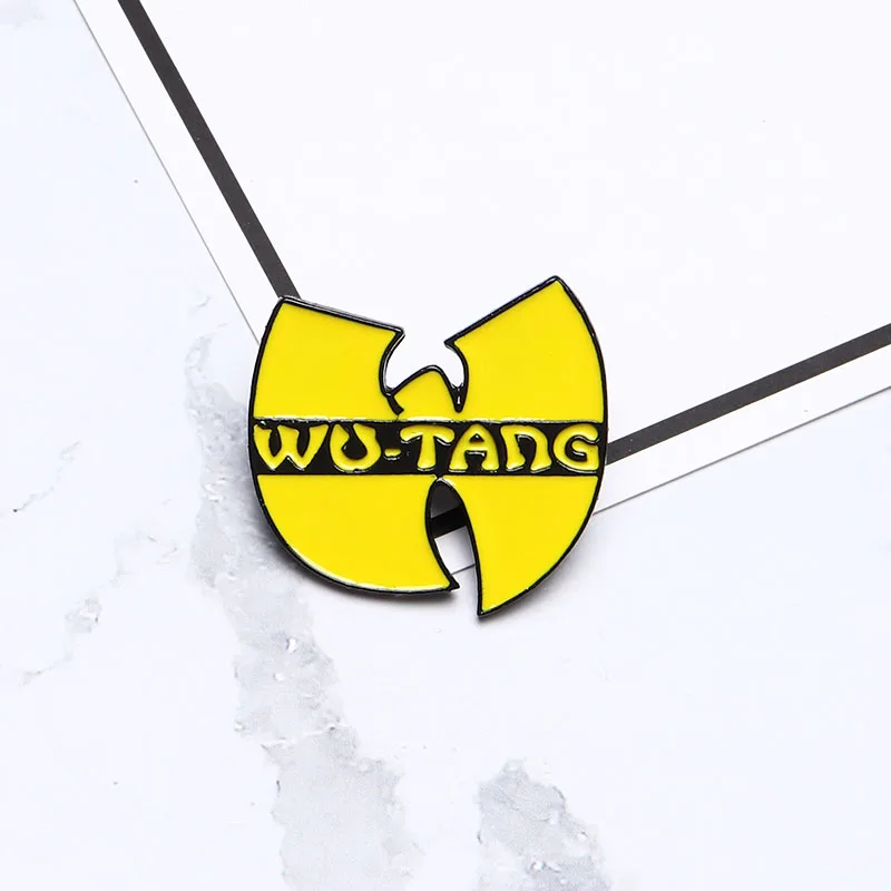 Эмалированная брошь Wu-Tang желтая в стиле хип-хоп для старой школы джинсовая