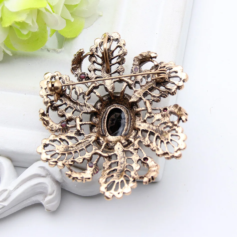 Винтажная Турецкая Брошь для женщин антикварная Золотая ажурная круглая брошь в форме цветка этнические