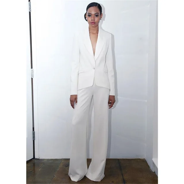 Пиджак и брюки Женский деловой костюм цвета слоновой кости Женская Офисная форма
