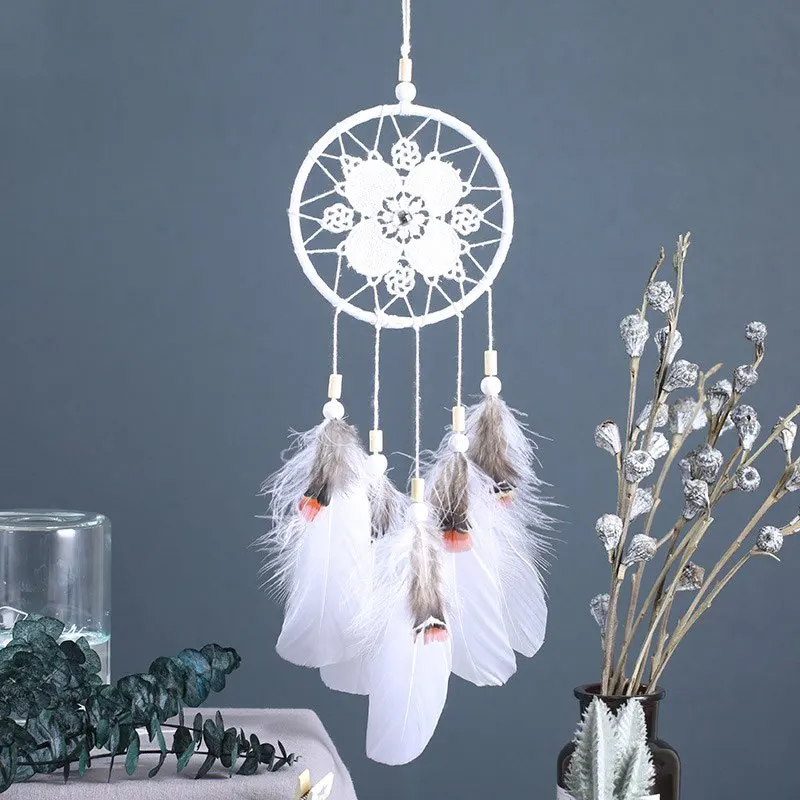 Ловец снов из натуральных перьев Современное украшение для дома ремесло чистый