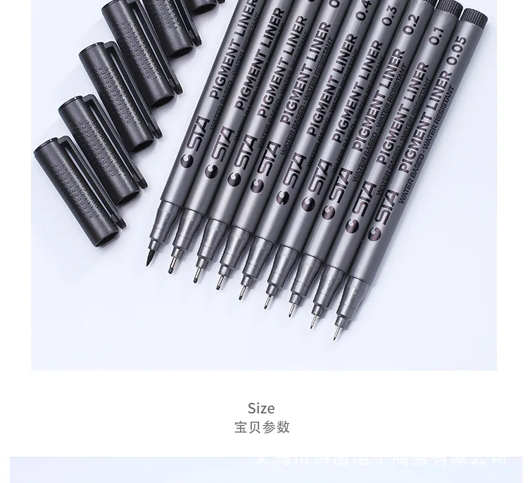 1 шт. Fineliner STA Кисть художественная маркерная ручка чернила черный пигмент подводка на водной основе для рисования почерк школьные канцелярские принадлежности