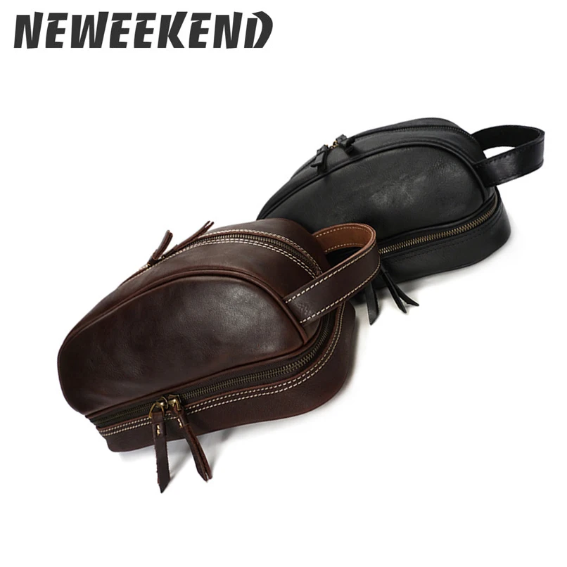 Мужская косметичка из натуральной кожи дорожная многофункциональная сумка для