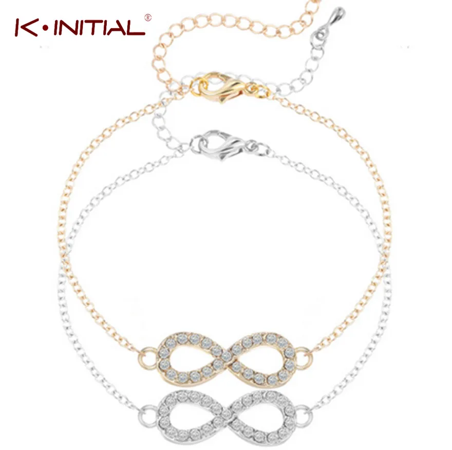 Kinitial известный CZ Infinity 8 простой браслет на запястье BFF Дружба лучший друг мин 1 шт.