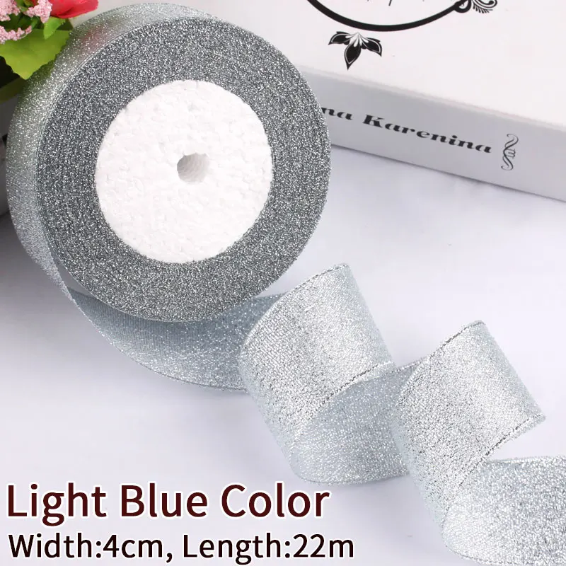 Light Blue Color 4 см для изготовления банта или розово-Красного пояса для выпечки золотого, серебряного цвета, блестящая металлическая лента для выпечки, упаковочная лента для упаковки в подарочную коробку, посылка - Цвет: Light Blue Color